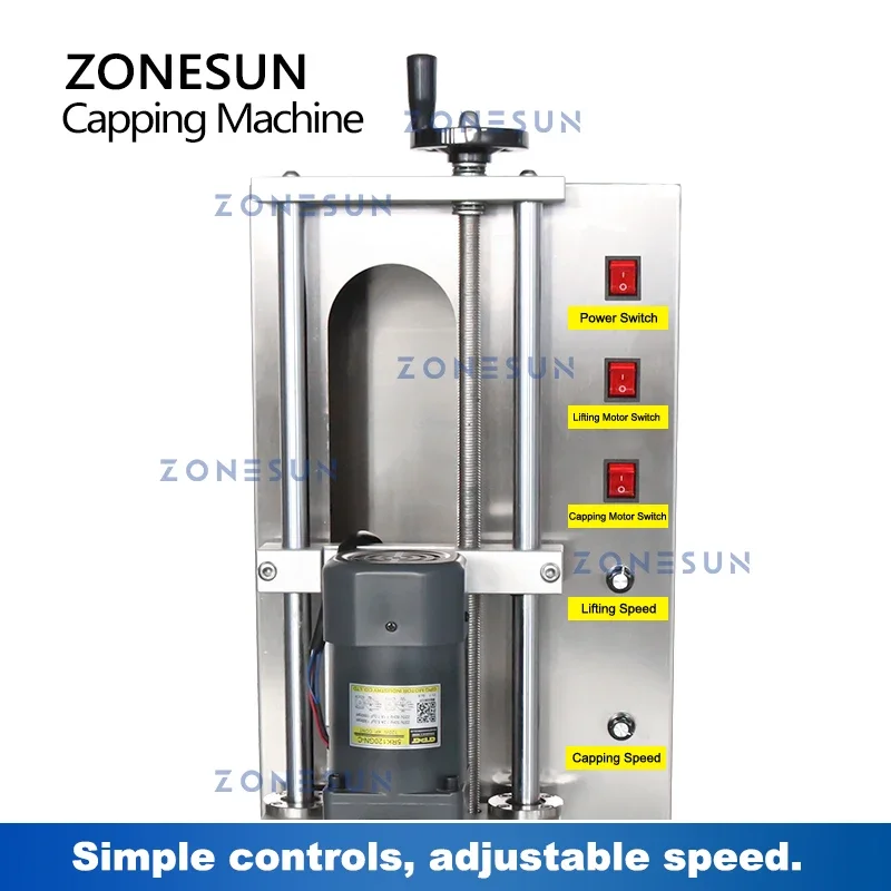 ZONESUN ZS-XGCC2 Benchtop Electric Capping Sealing Machine for Screw Closure Threaded Cap Metal Lid Plastic Bottle Jar Container