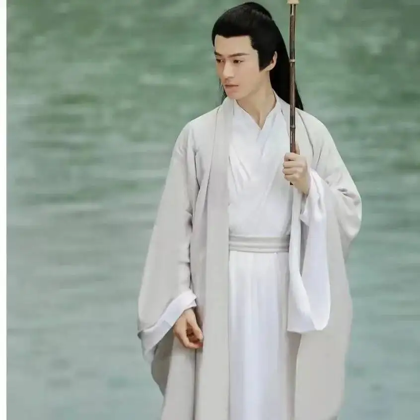 Costume Hanfu indifférent pour hommes, printemps-automne, période Weijin, col croisé traditionnel, manches longues, vêtements de Cosplay féeriques Vintage