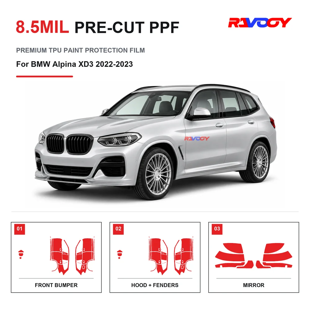 Precut PPF For BMW Alpina XD3 2022-2023 8.5mil TPU Clear Paint Protection Film Self Healing Hydrophobic UV Stone Chip Guard