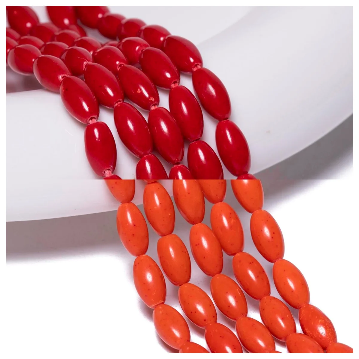 4x8mm Optimized Red Yellow Coral Rice Shape Shell Loose Beads for  Handmade DIY Jewelry Making Chinese Style Jewelry Components