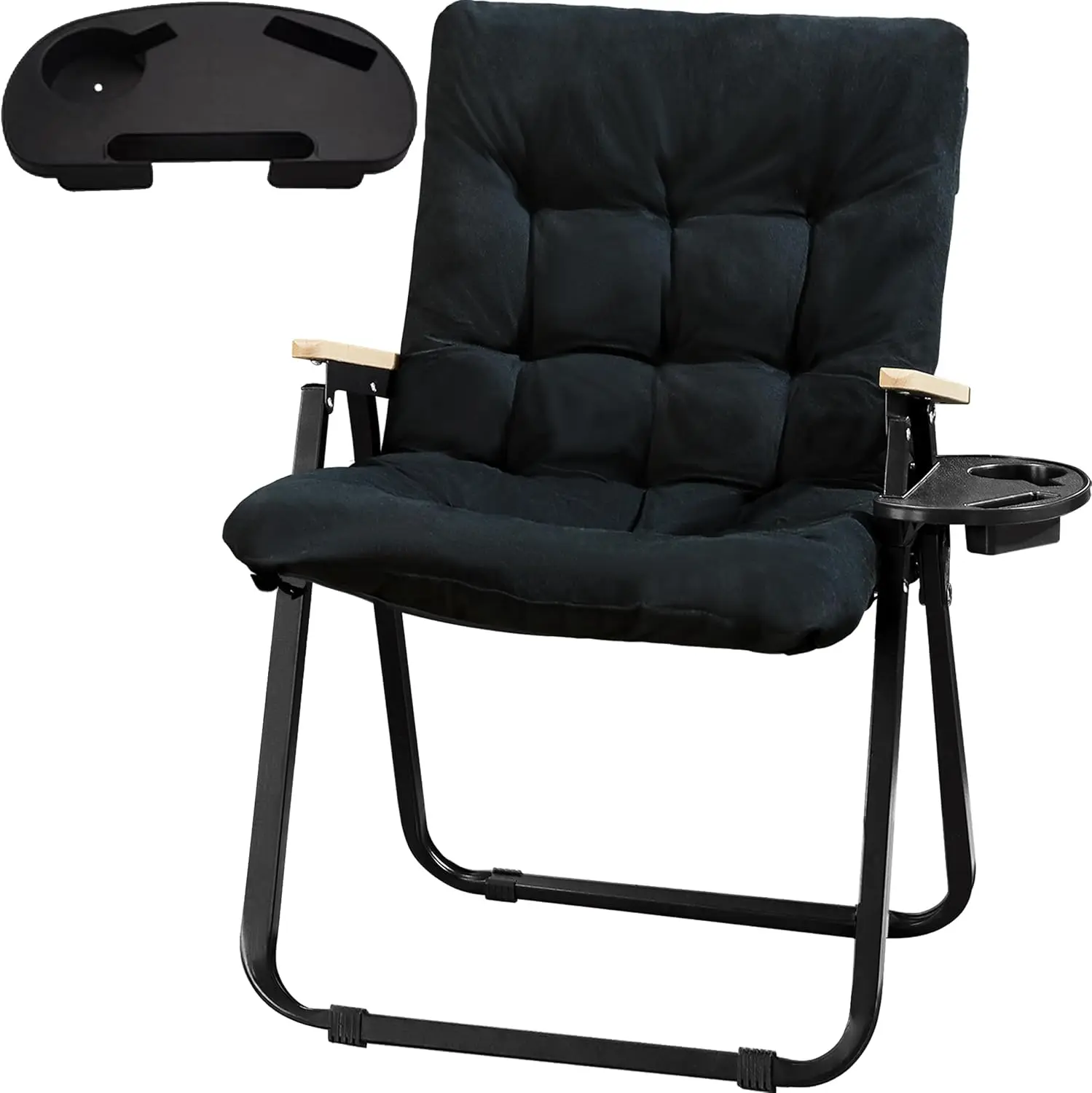 

Folding Camping Chair With Detachable Cushion And Cup Holder, Lawn Chair With Arm Rest, Heavy Duty Portable Camping Chair For