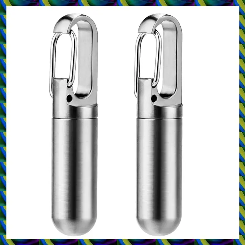 يوميا 2X جيب صغير حبة مربع المفاتيح، المحمولة حبة حالة الفولاذ المقاوم للصدأ السفر حبة الحاويات المفاتيح حامل حبوب منع الحمل