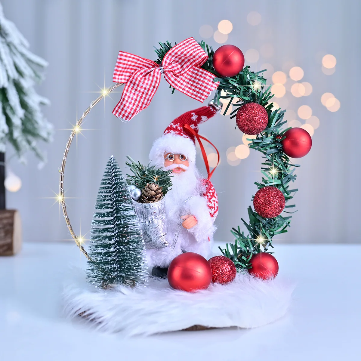 

Creative Christmas Wreath Decorations Door Hanging Scene Layout Iron Ring Pendant 2025 New Year Xmas Christmas Decoration