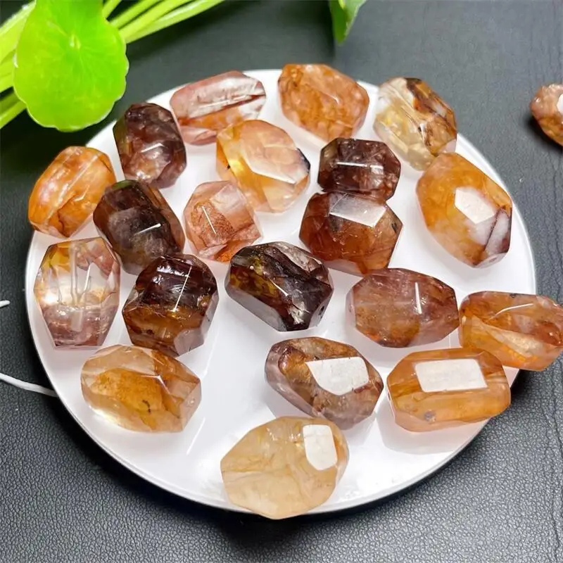 

2PCS Natural Red Fire Quartz Hematoid Freeform Carving DIY Earring Bracelet Jewelry Gift DIY Accessories 18-20MM