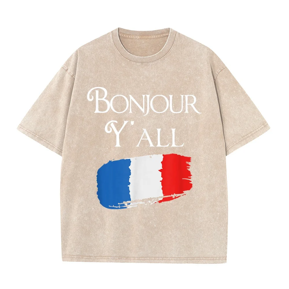 Bonjour Y'All Funny French Flag Shirt France Lover Gift T-Shirt Japanese Vintage Clothes Korean Reviews Many Summer Top Casual