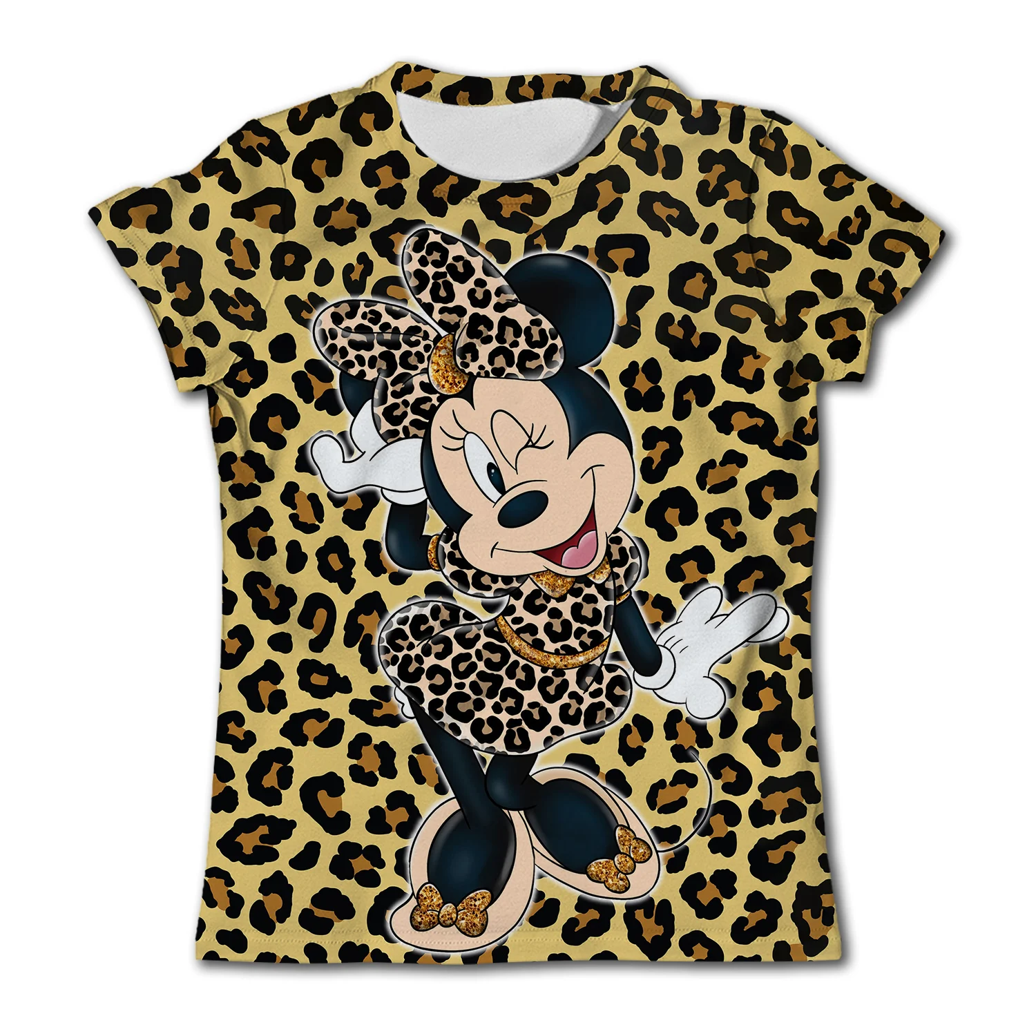 Disney-camisetas de Minnie Mouse para niños y niñas, camiseta de manga corta con dibujos animados, ropa informal de verano, camiseta de secado rápido