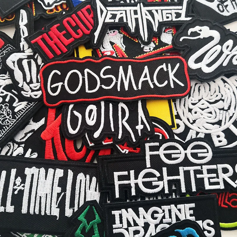 50pcs/lot Rock Band Patches Clothes Music Punk Ironing Badges Appliques Embroidered Stripes For Jacket Jeans DIY Stickers