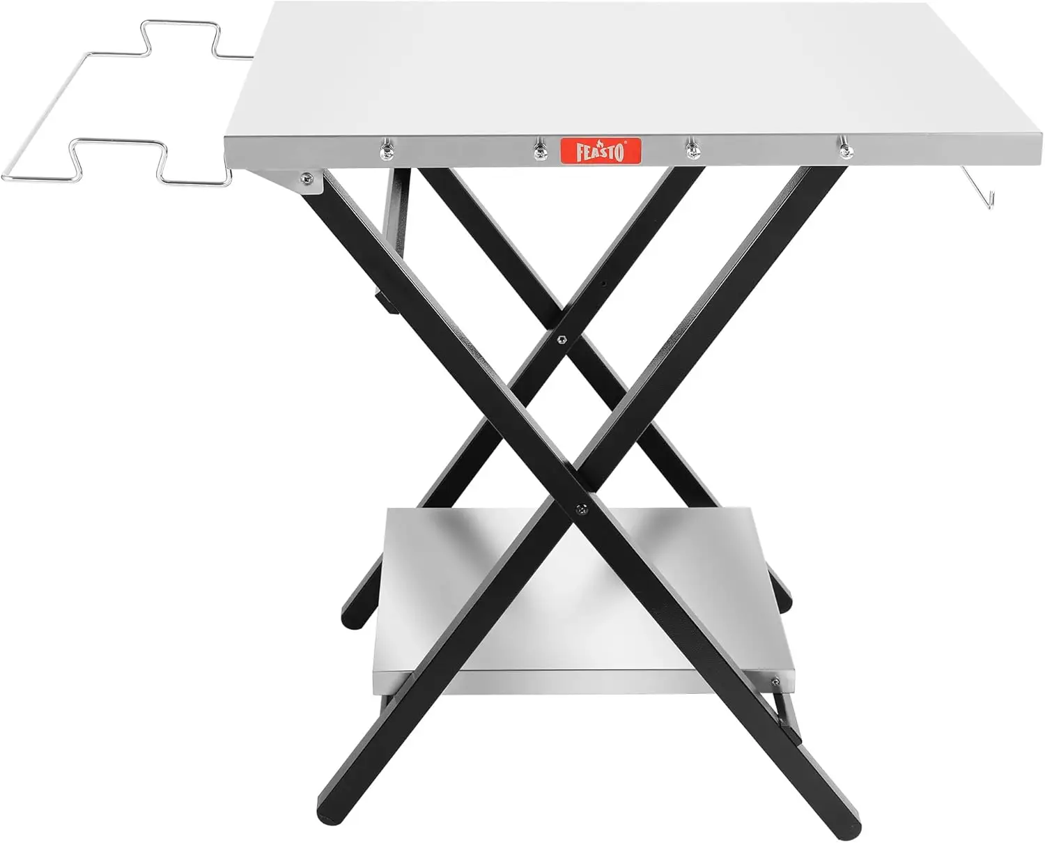 

Foldable Outdoor Grill Table, Pizza Oven Stand, 30x24 inch, Stainless Steel, with Rack & Tissue Holder