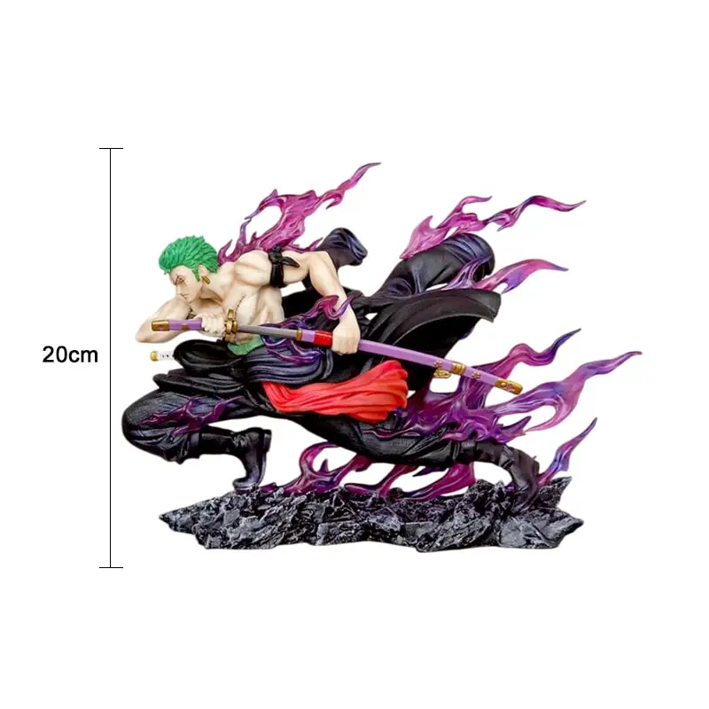 20cm One Piece Figure Roronoa Zoro Anime Figures Pvc Gk Zoro Statue Figurine 2 Heads Model Doll Ornament Collection Toys Gift