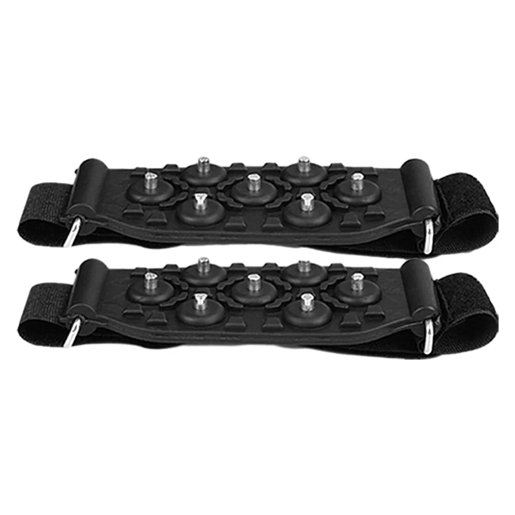 

1 Pair Black 7 Teeth Ice Grippers for Shoes Boots Anti Slip Snow Traction Hiking Camping Jogging Fits Securely Foldable Small