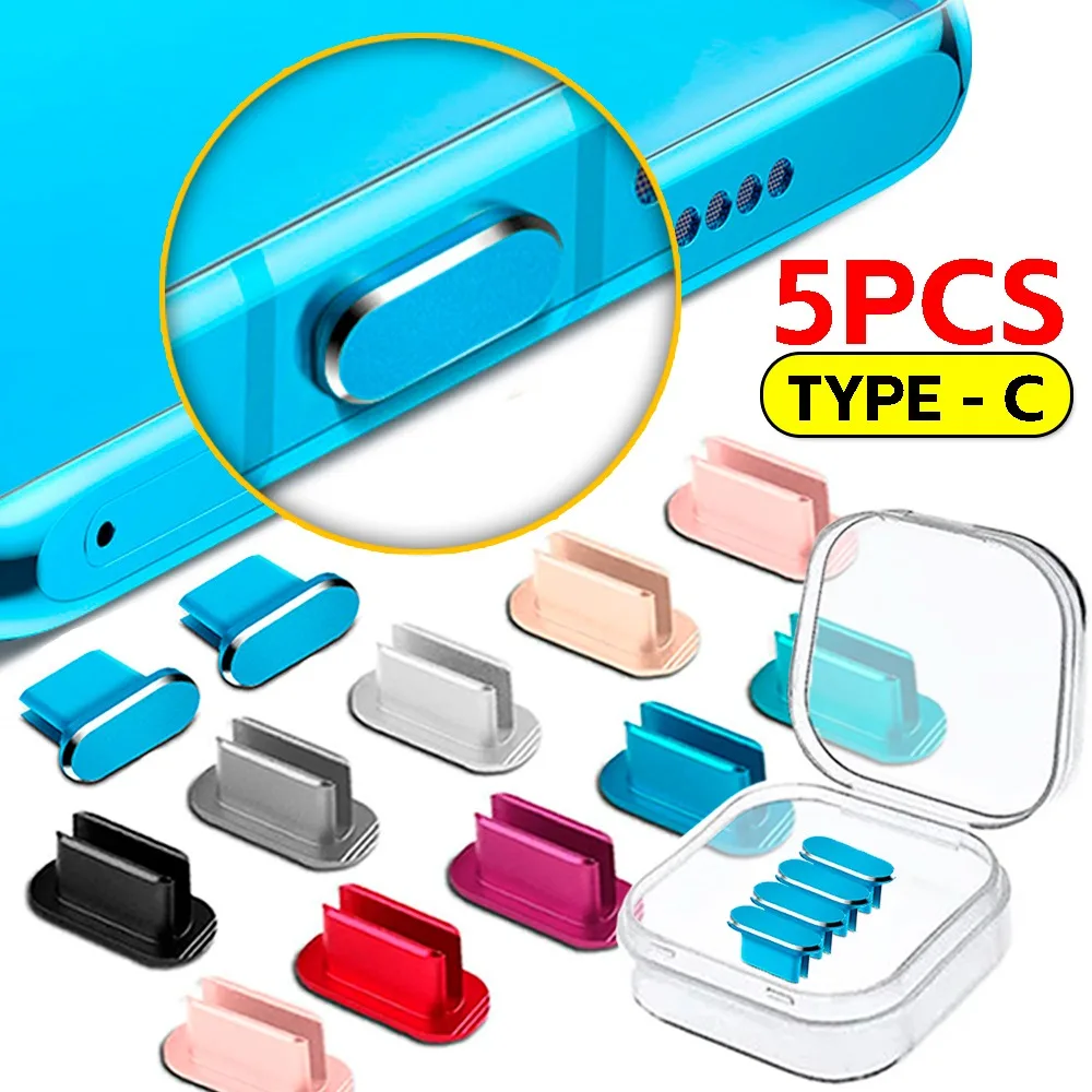 Metal Type-C Dust Plug USB Charging Port Protector Anti-dust Plug Cover for Xiaomi/Samsung/Huawei Dustplug Caps with Storage Box
