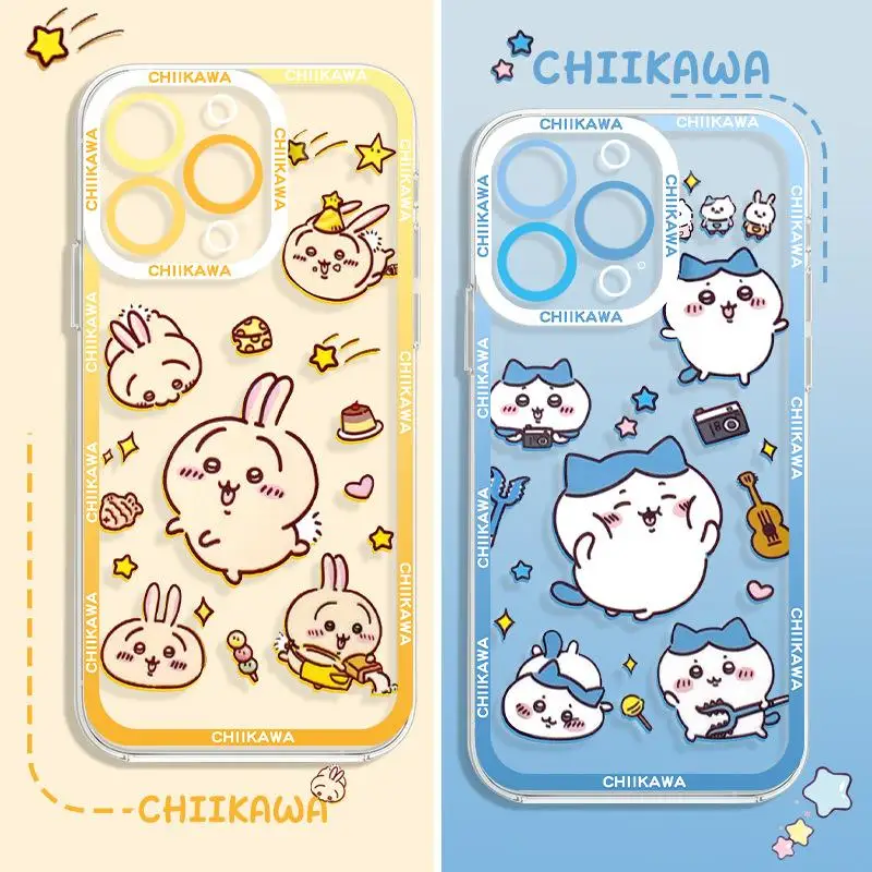 Kawaii Chiikawa Hachiware Usagi Phone Case for Iphone 15 14 13 12 11 Pro Max 14Plus Clear Cartoon Silicone Shockproof Back Cover