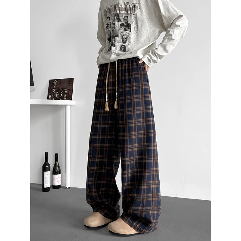 

Checkered Wide-leg Pants Are Suitable for Both Men and Women Harajuku Oversized Sports Pants Streetwear High-waisted Loose Pants