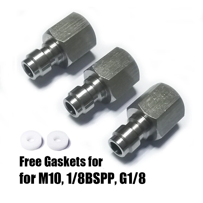 HPA Quick Disconnect Mannelijke Vrouwelijke Adapter 8mm Vulnippel Hoge Druk 1/8NPT 1/8BSPP M10 * 1 Roestvrij staal