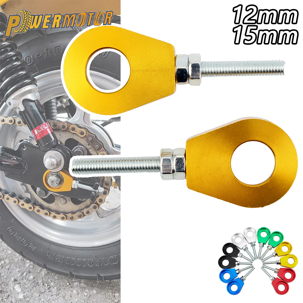Motorrad 12 mm/15 mm Hinterrad Achsloch Kettenspanner Einsteller 7 Farben für Honda Yamaha Kawasaki Modifikationszubehör
