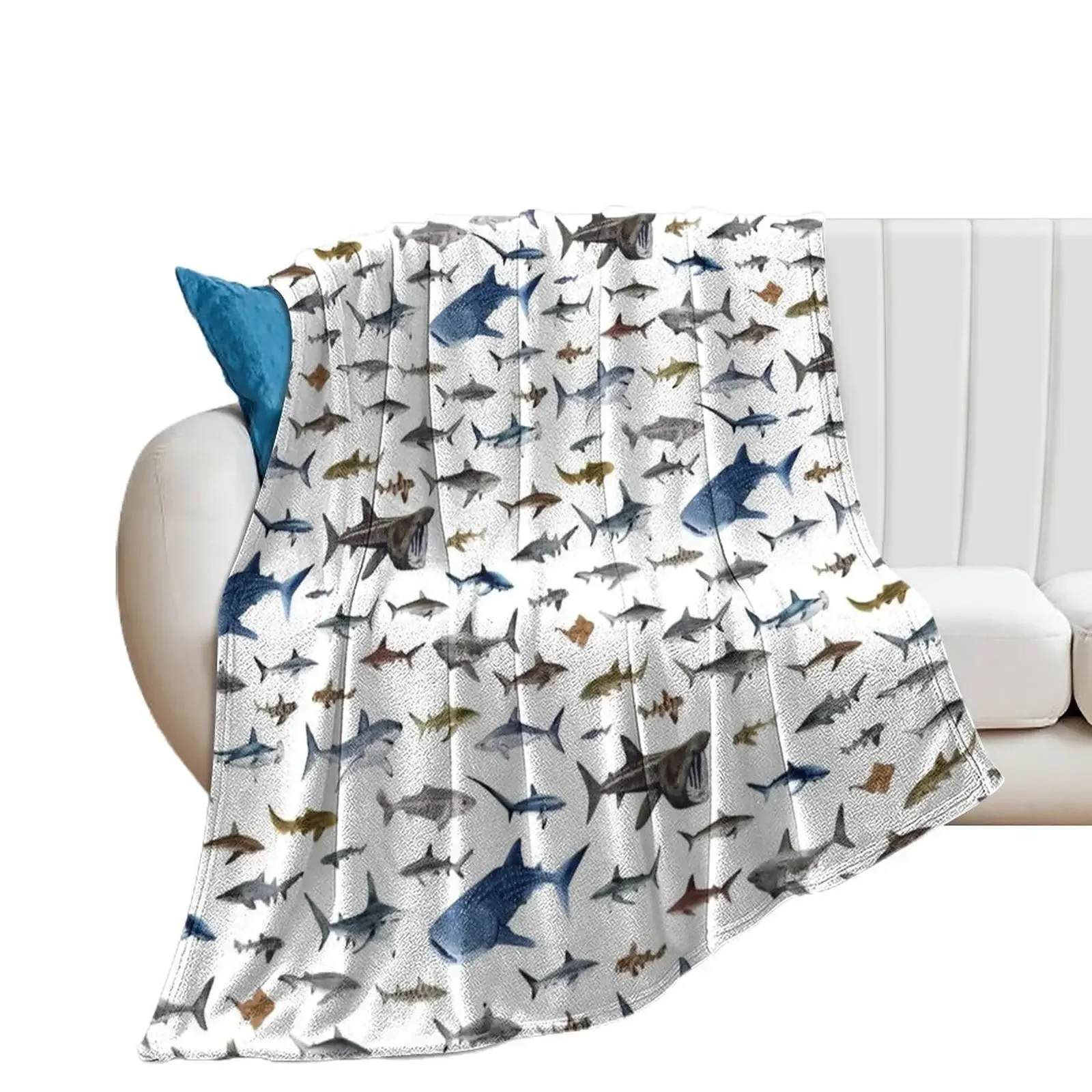 SHARKS poster-white Throw Blanket Luxury Brand Tourist Thins Blankets