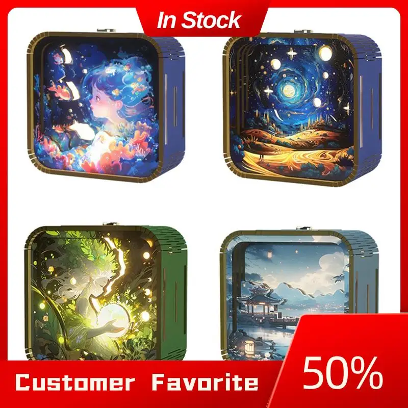 

Top Sale Hand Touch Cartoon DIY Wooden Stereo Atmosphere Lights Graduation Season Gifts Nightlight Gifts