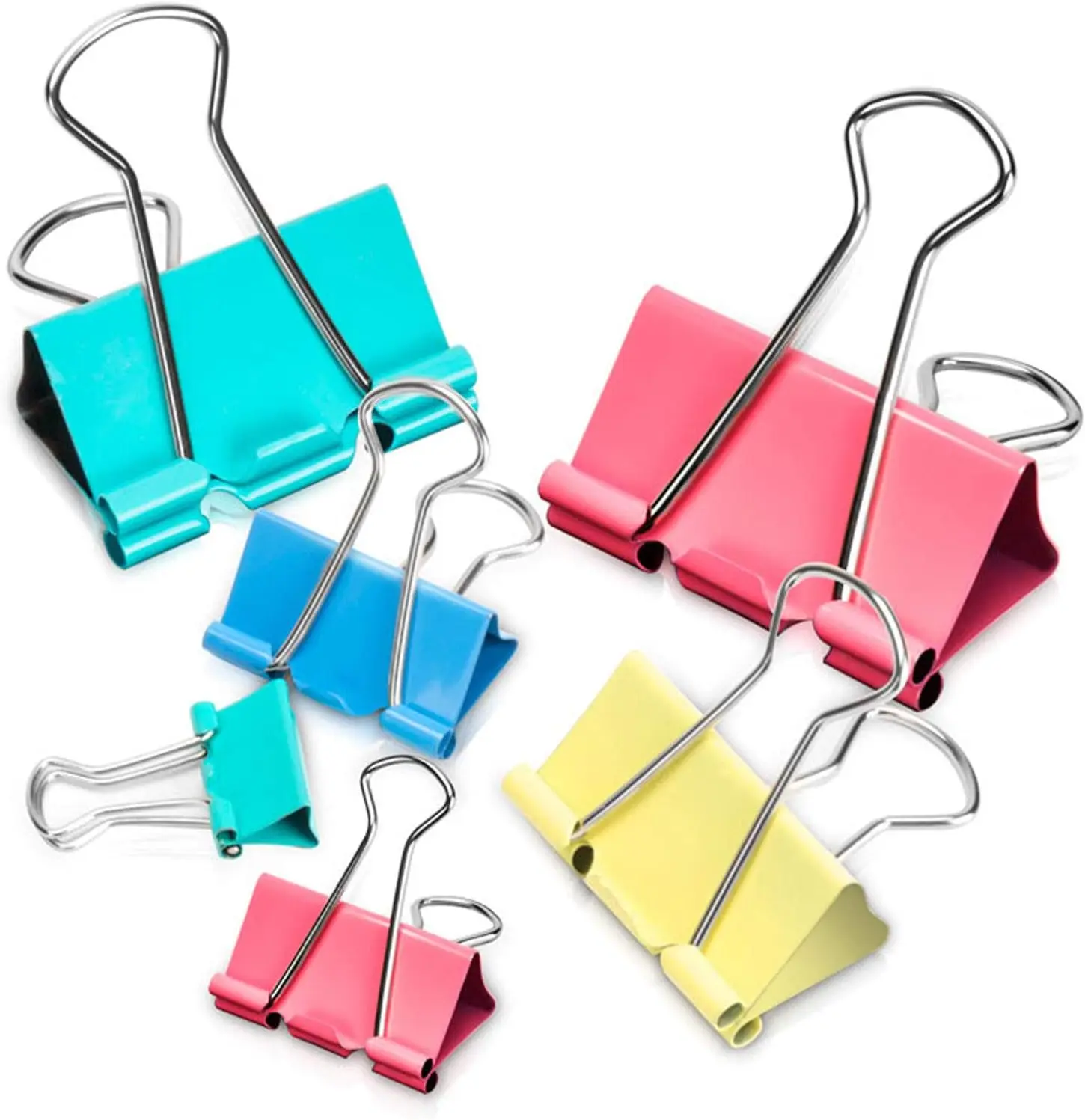 

100 Assorted Binder Clips, 5 Sizes for Office, Home & School