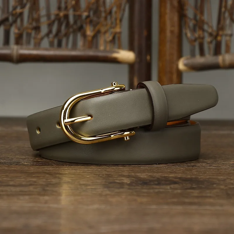 2.4CM Women's Genuine Leather Belt, 2026 New Style, Simple & Versatile, Fashion Trend Pin Buckle Belt for Dresses