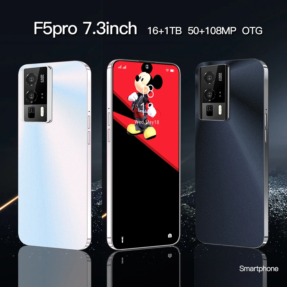 F5 Pro New smartphone 5G 7.3-inch high-definition Android 13 Snapdragon 8gen2 10core dual SIM phone 8000mAh unlocking phone