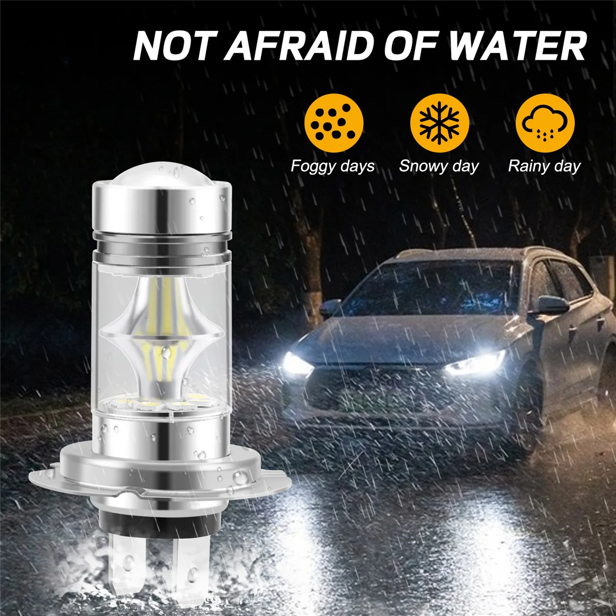 Ampoule LED haute puissance pour voiture, antibrouillard, lampe, lumières de sauna, blanc, H7, 100W, 20LED, 6000K, 1 paire