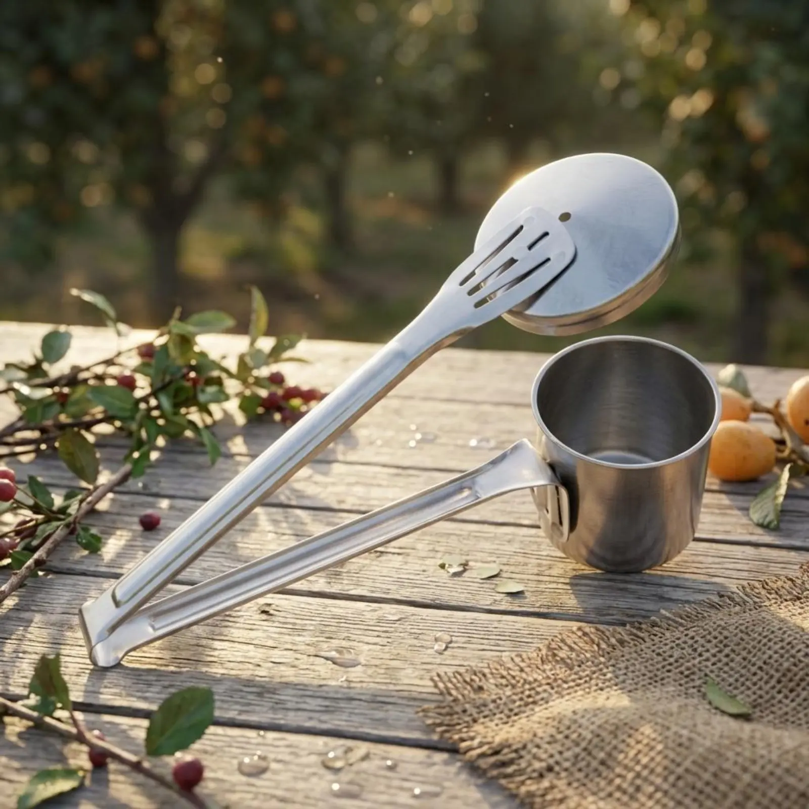 Cup Fruit Picker Stainless Steel Fruit-Picking Tool Garden Gear All-Metal Sleek Silver Finish