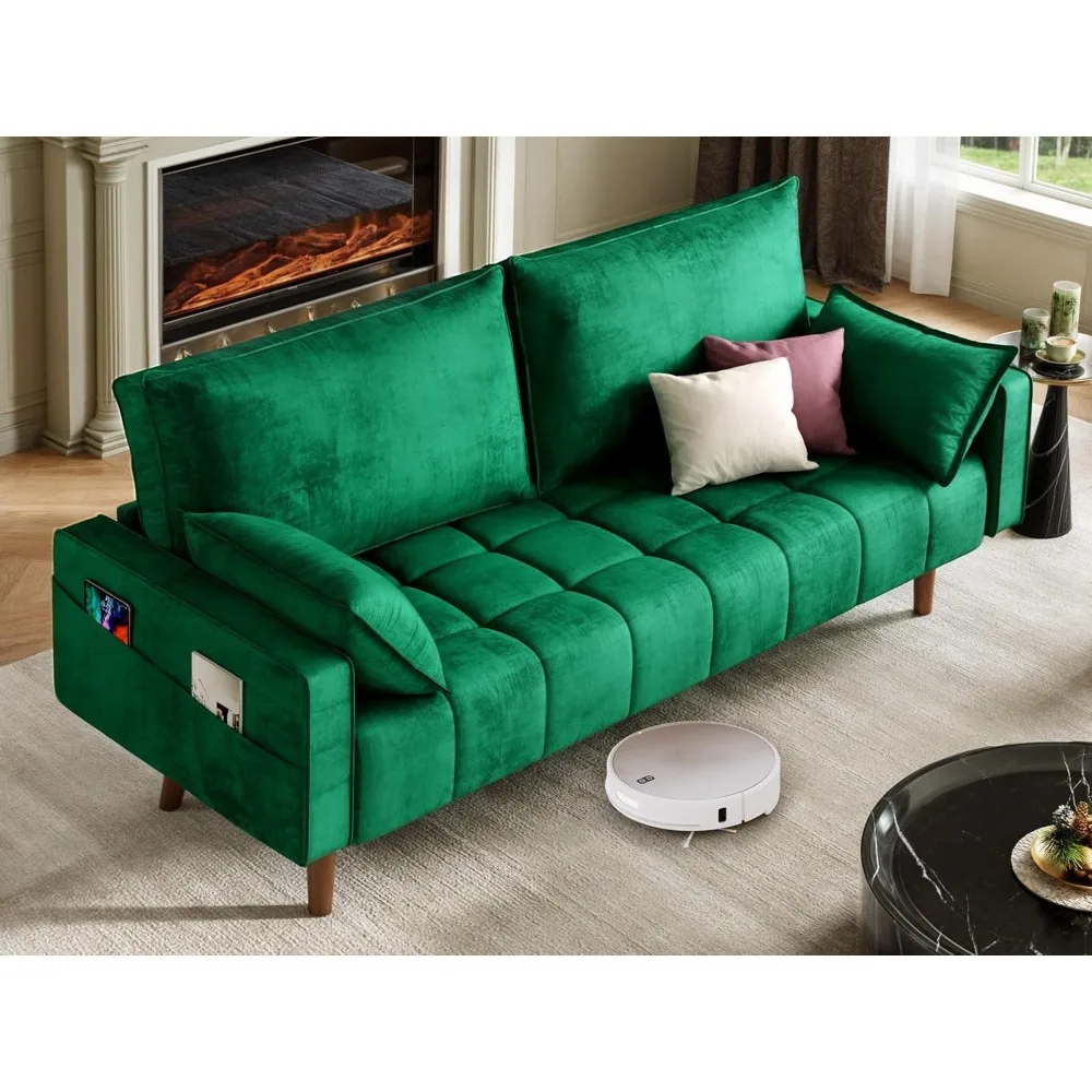 yitahome 67&quot; loveseat sofa, velvet fabric sofa couch for small space, modern loveseat with button tufted seat and side storage p