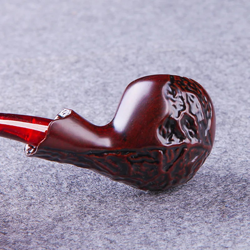 Creative Red Texture Carved Pipe Chimney Smoking Pipes Mouthpiece Herb Tobacco Pipe Cigar Gifts Narguile Grinder Smoke