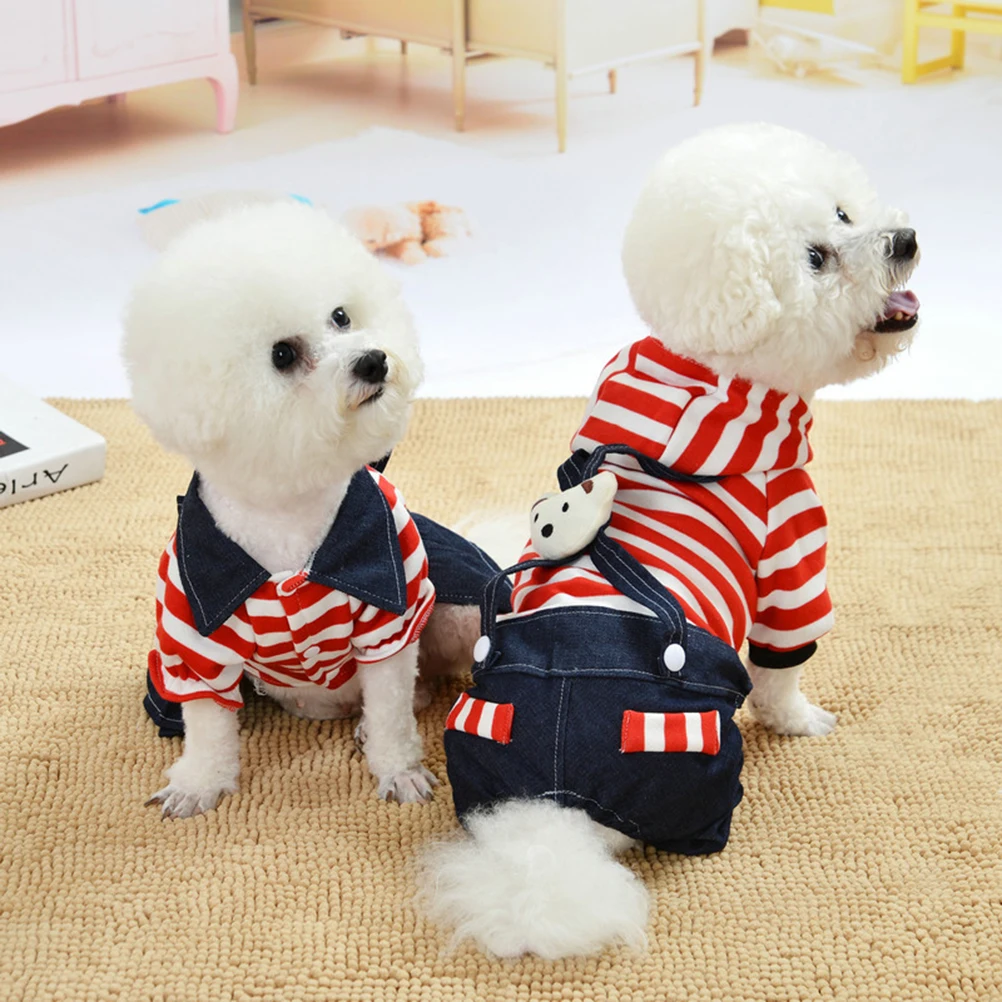 

Pet Red Striped Dog Suspender Truser Party Cloth Clothes Costume Apparel