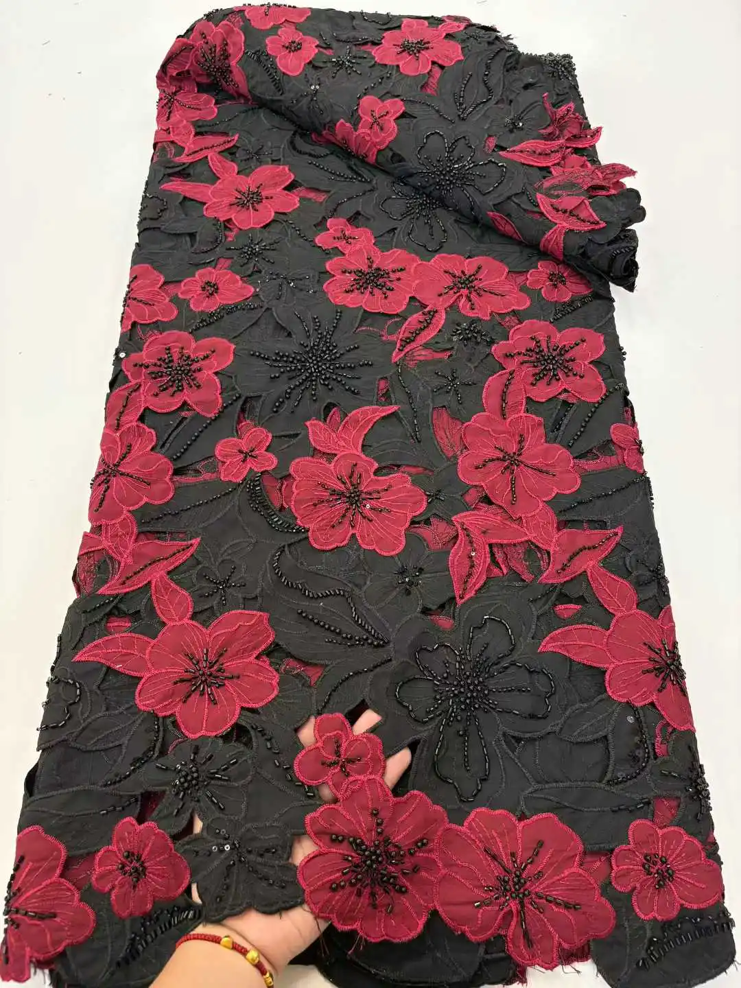 Nigerian French Sequins Mesh Lace Fabrics 5 Yards 2025 New African Guipure Net beaded Laces for Women Wedding Dresses Sewing