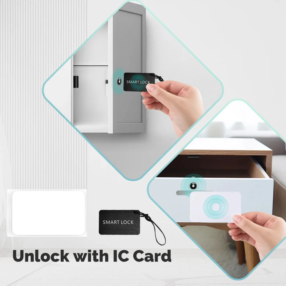 Office Storage Cabinet Lock White Keyless Cabinet Drawer Lock Smart Home Control Keyless Entry 250-card Capacity