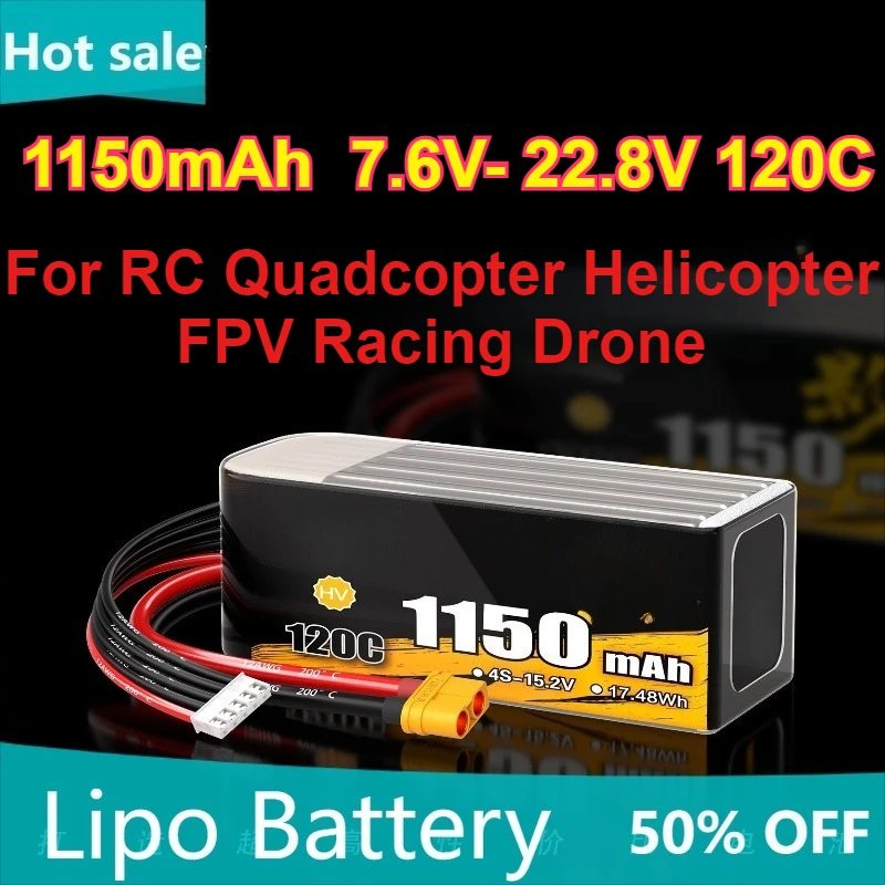 

1150mAh 6S 7.6V 22.8V 120C LiPo Battery for RC Quadcopter Helicopter FPV Racing Drone Spare Parts