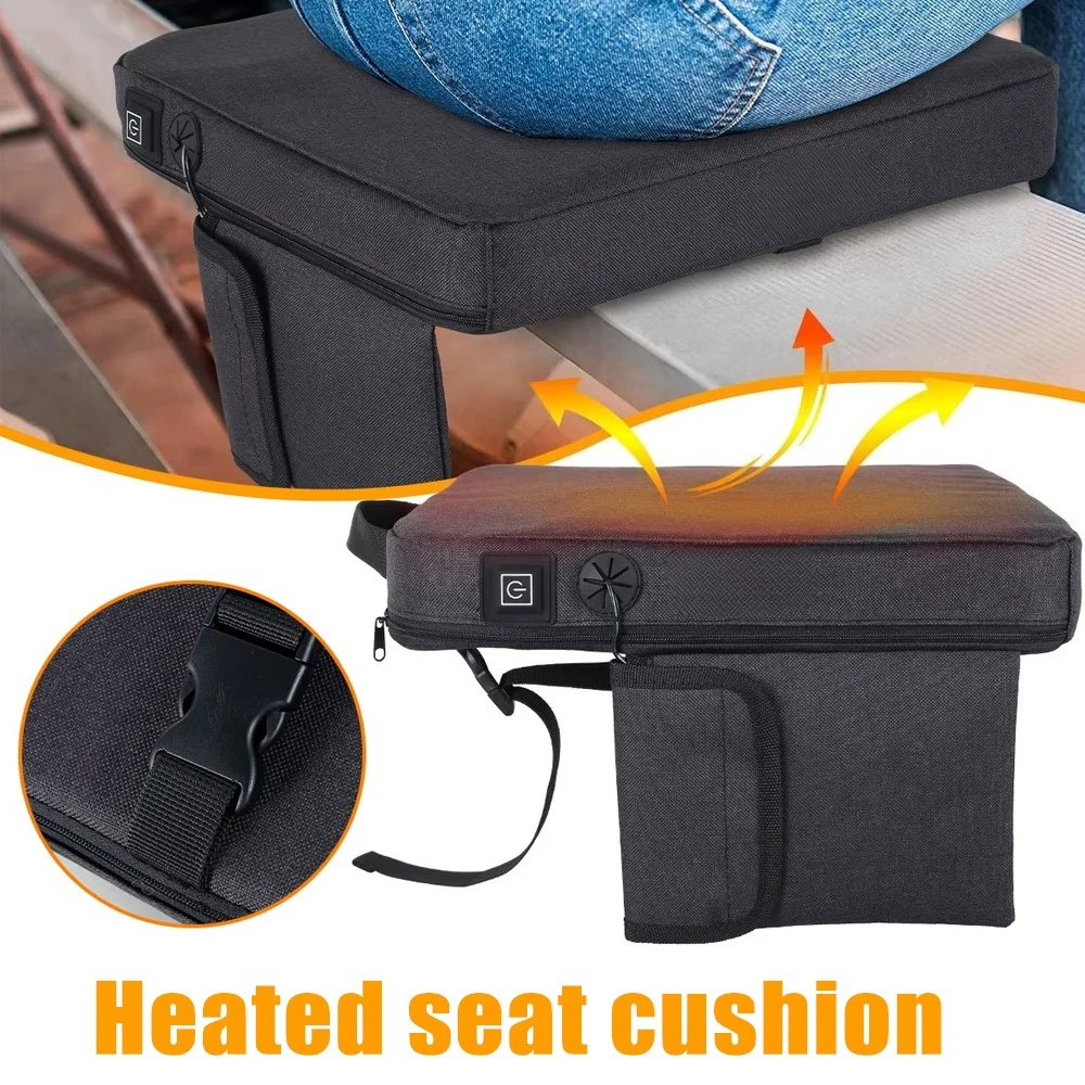 Outdoor Heated Seat Cushion with 3 Heat Settings Removable Cover Portable USB Electric Seat Pad Warm Cushion for Hiking Campin