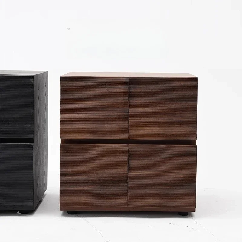 Italian minimalist bedside table black walnut creative designer light luxury solid wood bedside storage cabinet