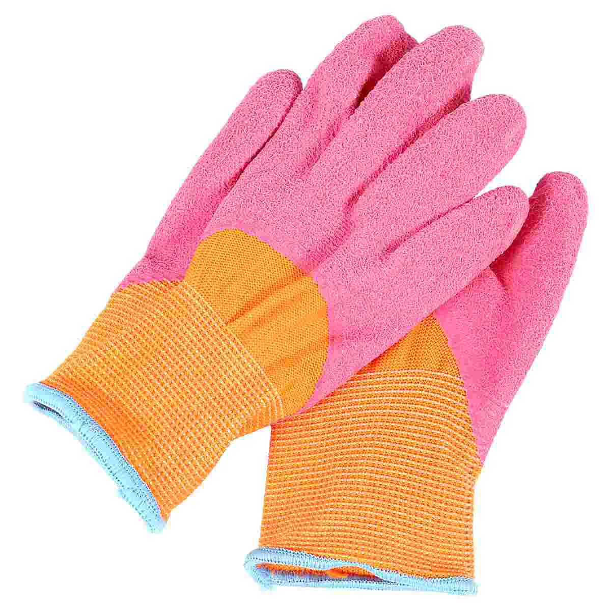 Work Gloves for Kids Latex Gardening Protective Safety Elasticity Wear-resistant Crab Catching Pink Children