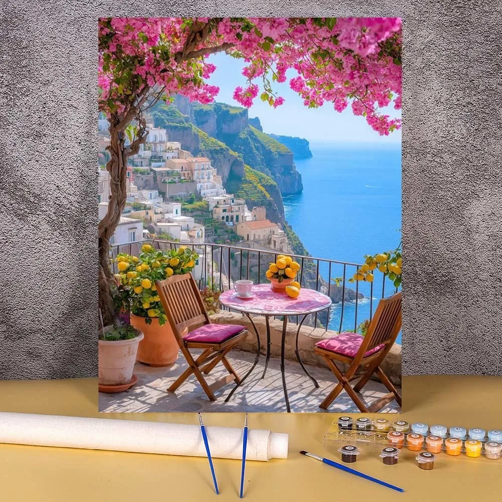 

DIY Painting By Numbers Seaside Mountain Number Painting For Bedroom Wall Home Decors Paint Kit Handicrafts Gift For Adults