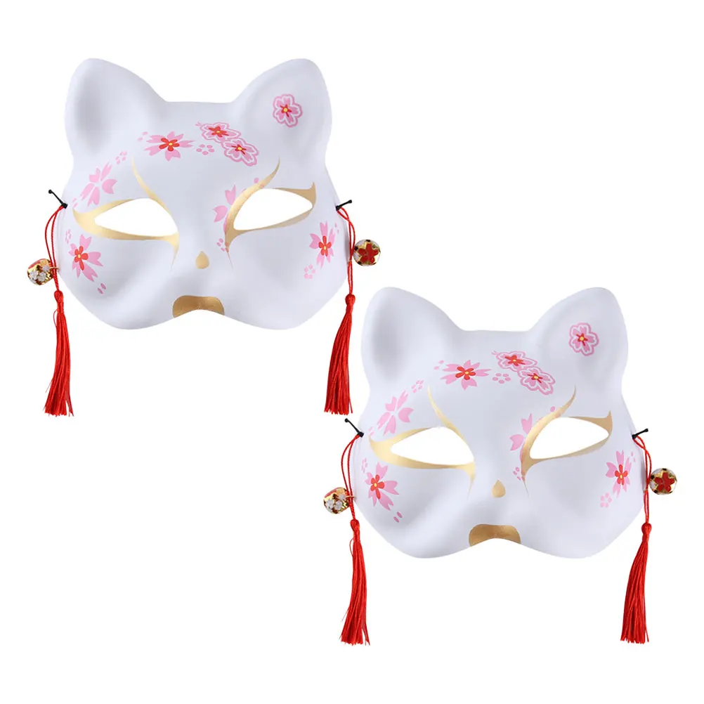 

2pcs Fox Mask Japanese Style Breathable Comfortable Cosplay Party Masquerade Halloween Accessories