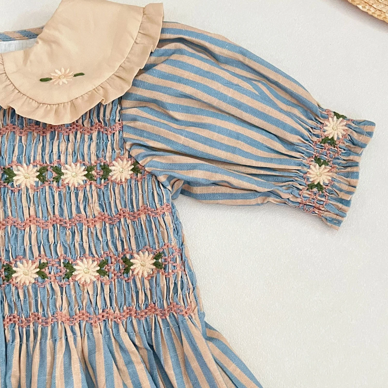 Girls Summer Dress for Eid Vintage-Style Embroidered Smocked Puff-Sleeve Princess Dresses Korean Children’s Clothing 2026 News
