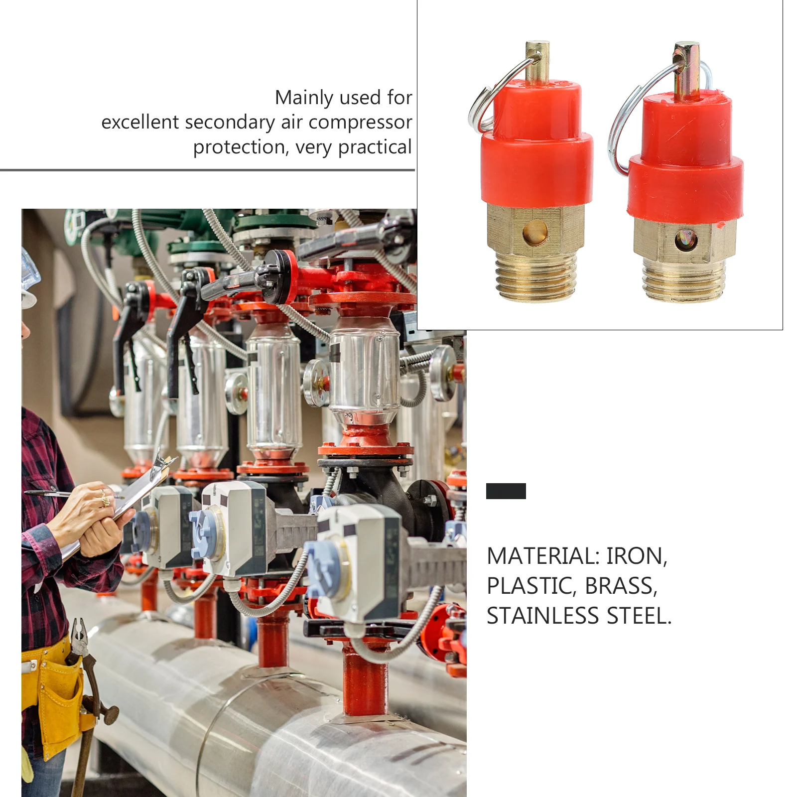 

2pcs Air Compressor Safety Valve Stainless Steel Relief Valves High Quality Materials Long Service Life Practical Secondary