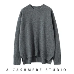 2024 Winter Women's Sweater O-Neck High Quality Soft Warm Pullover 100% Cashmere Female Loose Thicken Knitted Jumper Ladies Tops