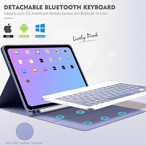 Imagen 2 del producto Funda para tableta iPad de 9,7 pulgadas, teclado desmontable para iPad Air 1a/2a generación/iPad Pro 9,7""/iPad 5a/6a generación con portalápices