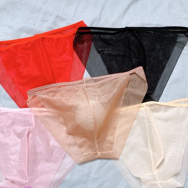 

Seamless Mesh Mens Underware Sexy Transparent Lingerie T-Back Briefs Naked Feeling Erotic Panties Comfy Convex Pouch Underpants