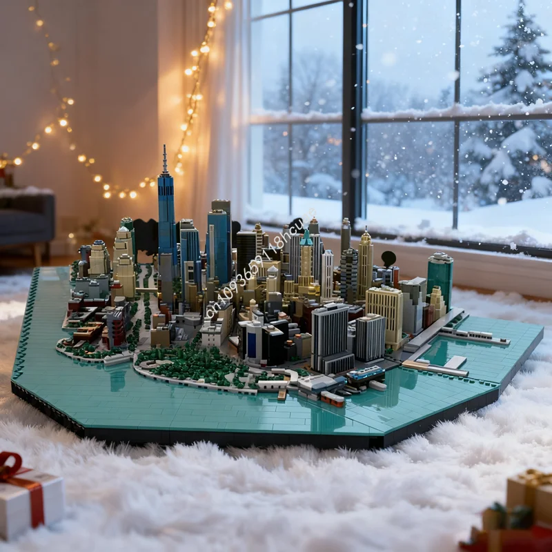 

10504 шт. MOC финансовый район Нью-Йорк город модель строительные блоки DIY креативный рождественский подарок образование кирпичные игрушки на день рождения
