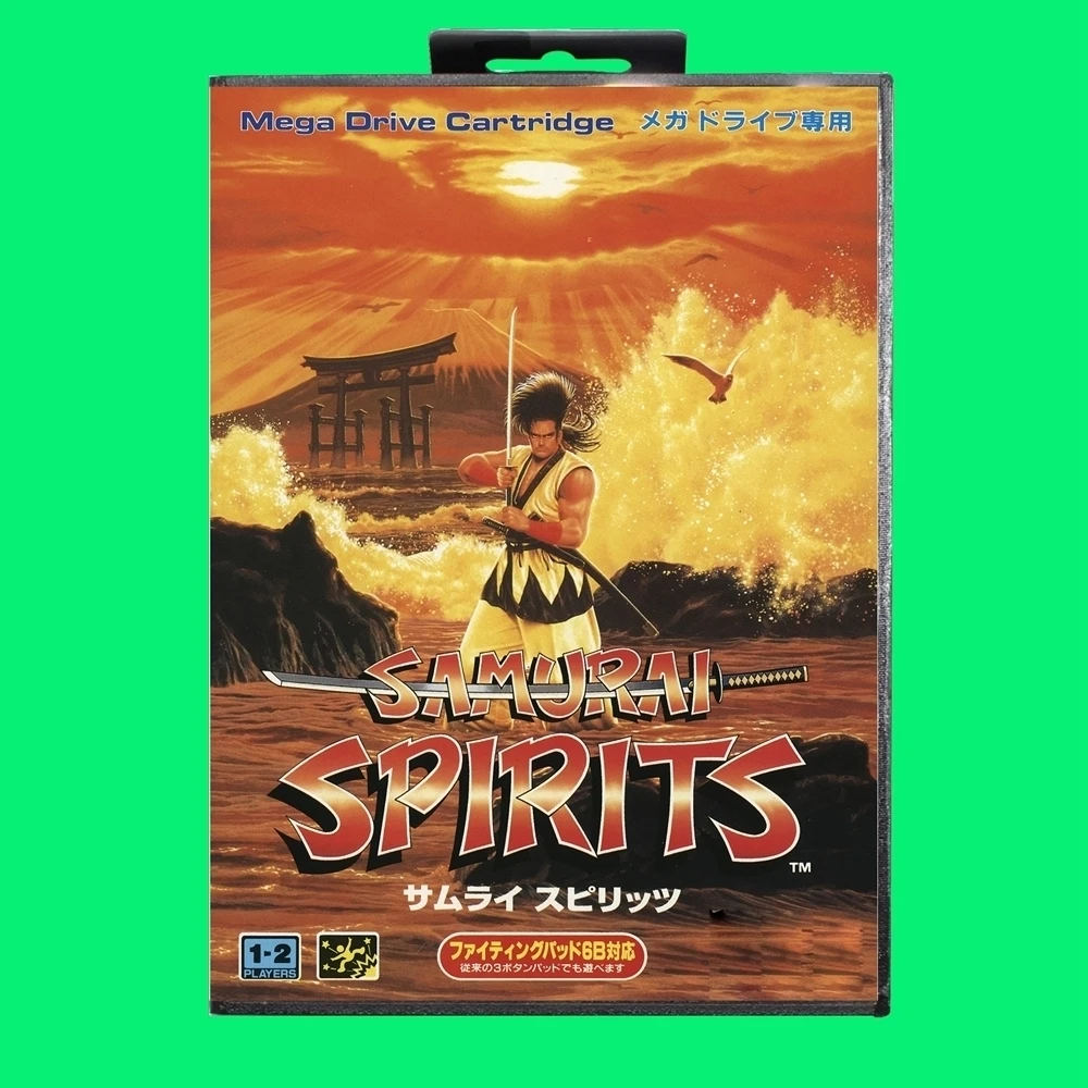 Samurai Spirits Game Cartridge 16bit MD Game Card With JP Cover Retail Box For Sega Mega Drive