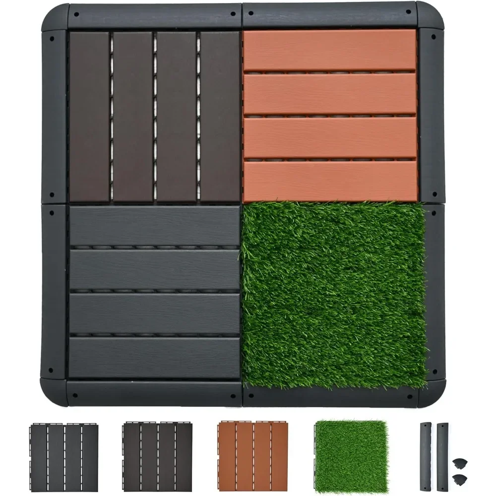 Interlocking Patio Deck Tiles Easy to Clean and Maintain. Ideal Use Plastic Material. (Dark Gray 36pcs) Freight Free Floor Tile