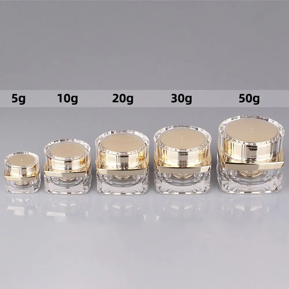 Pot de maquillage vide Transparent épais, carré, Portable, bouteille de crème pour le visage, rechargeable, pot d'emballage pour crème pour les yeux, 5g 10g 20g 30g 50g