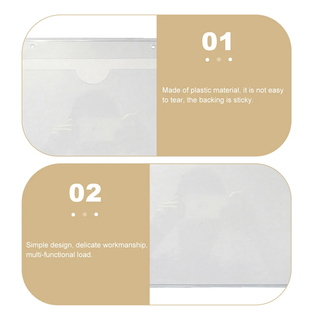 

20Pcs Label Pouch Transparent Adhesive Card Pocket Holder for Flash Cards Library Index Cards Pockets Protection Cover
