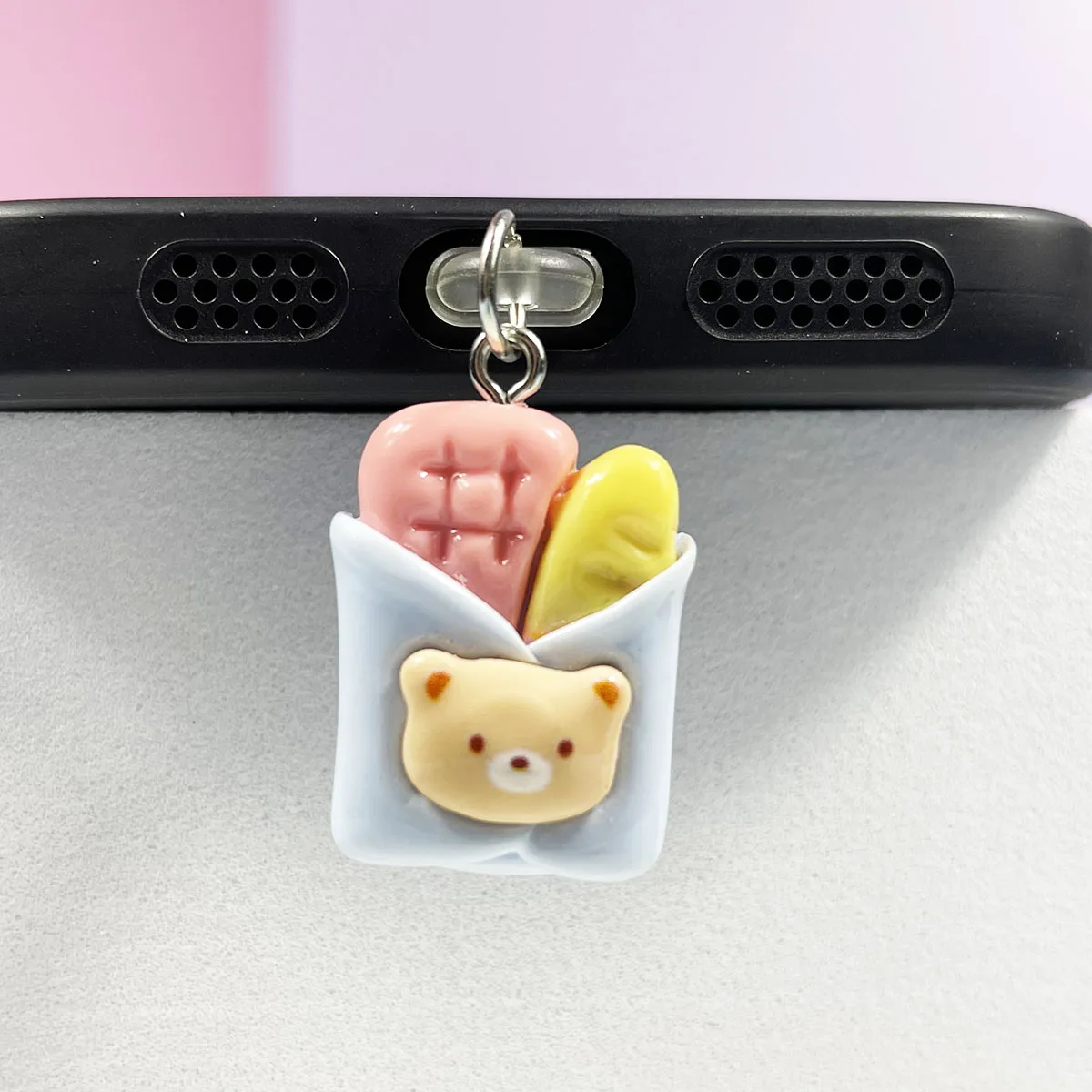 

Pink Bear Cute Cartoon Animal Phone Dust Stopper Pendant Decoration pendant suitable for iPhone Samsung Type-C universal interfa