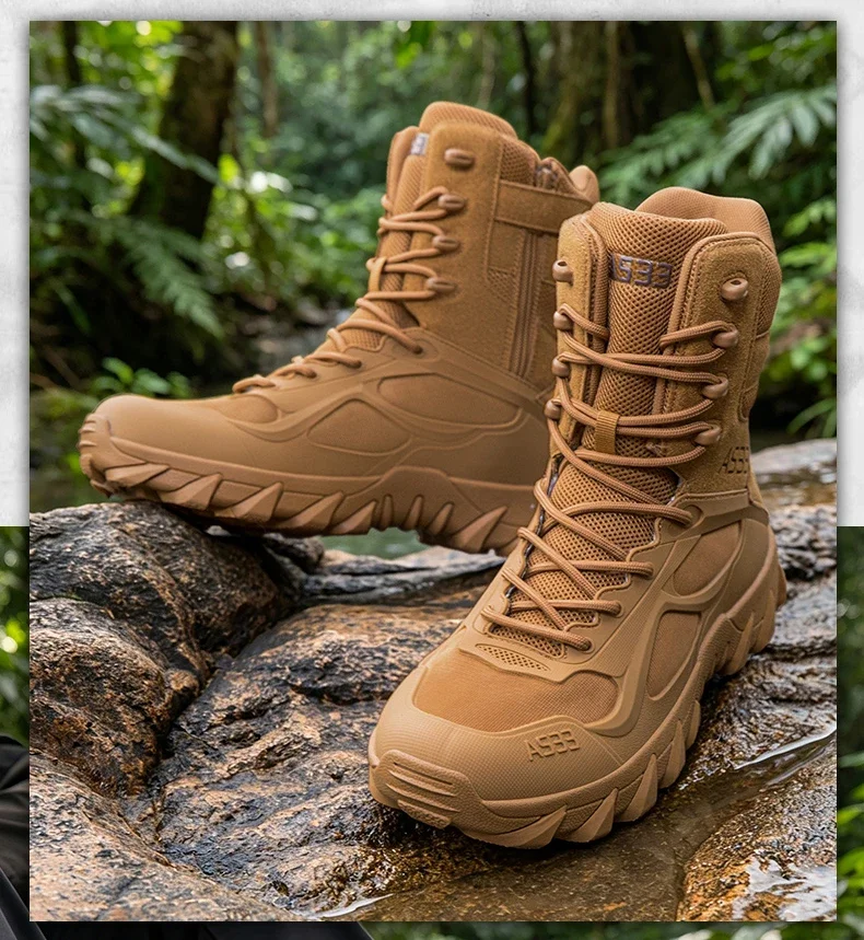 Herren Neue Armee-Stiefel Outdoor Wasserdichte Ultraleichte Arbeits-Taktische Stiefel Schnür-Camping-Stiefel Rutschfeste Hochwertige Wüstenstiefel – Detail 30