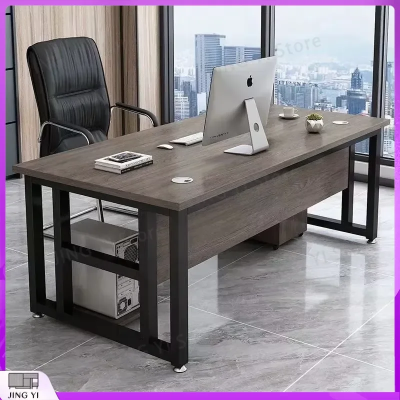 Modern Simple Single Desktop Computer Desk Steel Frame Office Desk for Supervisor Manager Workstation Metal Material Study